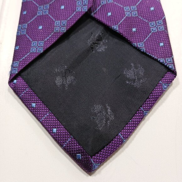 Brooks Brothers Men’s Silk Tie Purple Blue Geometric Made in USA NWT Minor Flaw - Picture 9 of 10